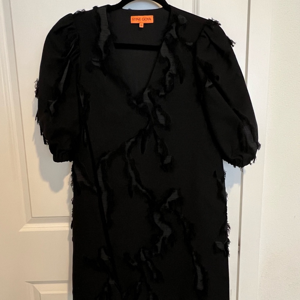 STINE GOYA Black Textured and Fringe Dress